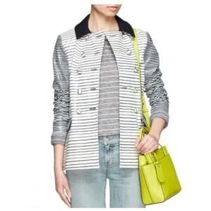 Tory Burch Piper Leather Snakeskin Effect Striped Jacket $1095 Size 2